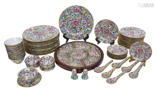 Fine Chinese "Thousand Flowers" Pattern Dinnerware