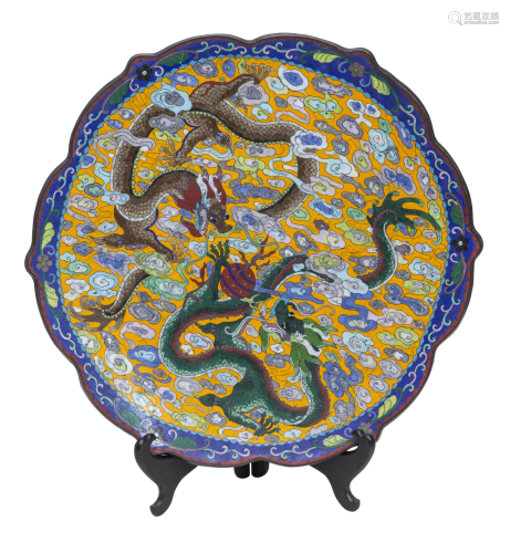 Large Chinese Cloisonne Charger