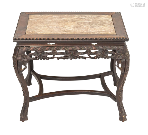 Fine 19th Century Chinese Teak & Marble Table