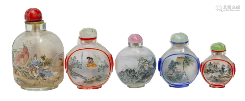 Chinese Antique Reverse Painted Snuff Bottles