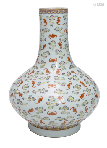 A Famille-Rose Bats Vase Guangxu Mark & Period