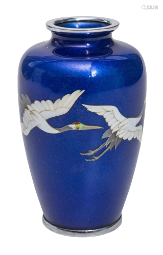 Japanese Silver & Enameld Cabinet Vase