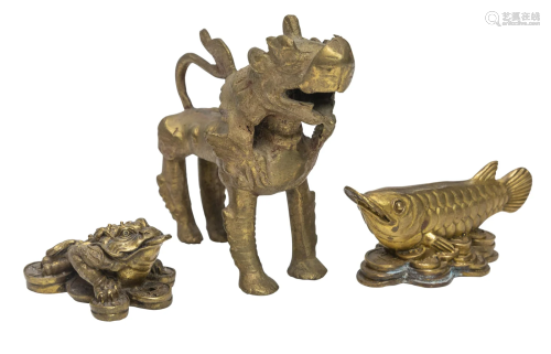 Gilded Chinese Cast Bronze Foo Lion Plus