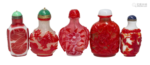 Chinese Red Overlay Snuff Bottles