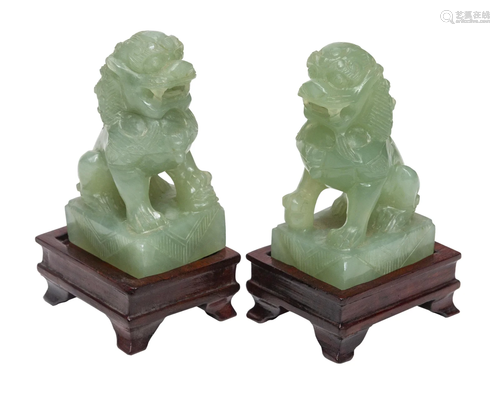 Chinese Carved Jade Foo Lions