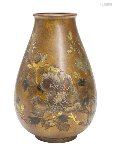 A Fine 19th Century Bronze Mixed Metal Vase