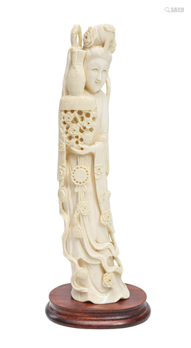 Japanese High Relief Carved Water Maiden