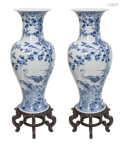 Monumental Signed Chinese Porcelain Vases