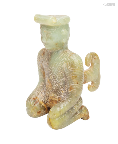 Rare Carved Jade Seated Figure