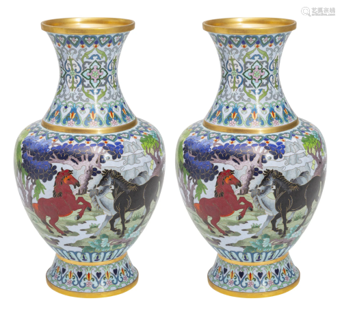 Chinese Cloisonne Bulbous Vases