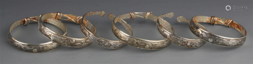 GROUP OF FINE SILVER PLATED CHINESE BANGLE