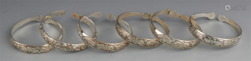 GROUP OF FINE SILVER PLATED CHINESE BANGLE
