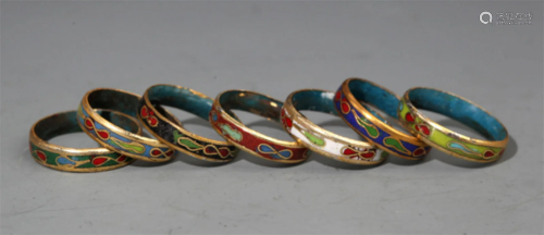 A GROUP OF ENAMEL COLOR RING