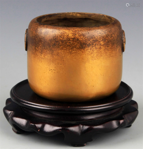 A FINE DRUM SHAPED BRONZE CENSER