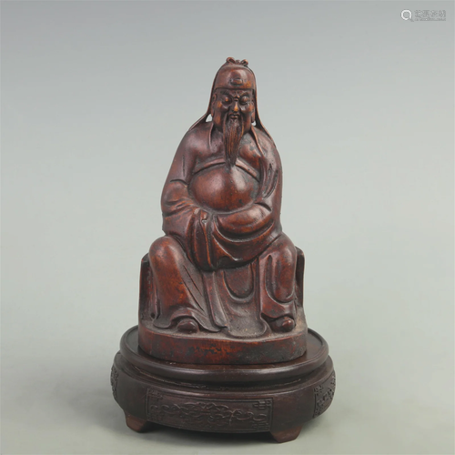 RARE BOXWOOD CARVING IN FIGURE OF GUAN GONG