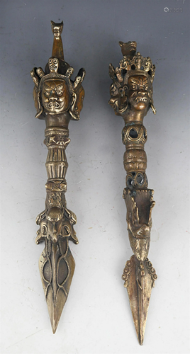 TWO TIBETAN BUDDHISM INSTRUMENTS PHURBA