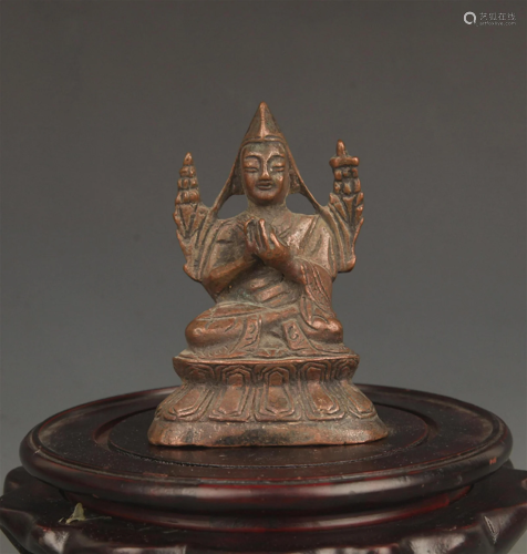 A FINELY CARVED BRONZE ZONGKABA FIGURE