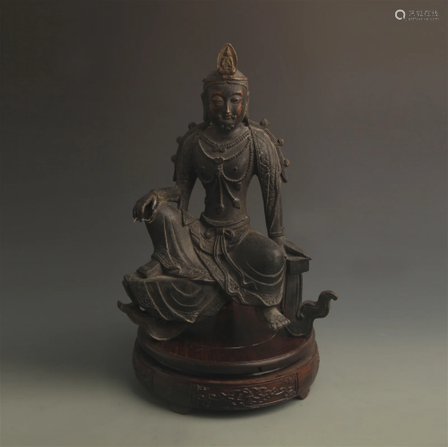 RARE FINLEY MADE SEATED BRONZE GUAN YIN STYLE STATUE