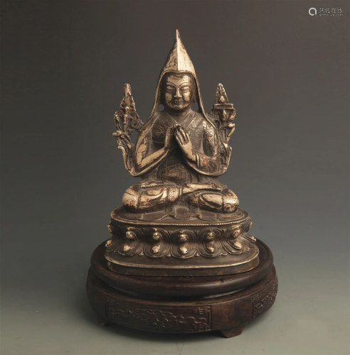 RARE TIBETAN BUDDHISM BRONZE JE TSONGKHAPA STATUE