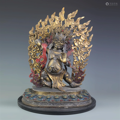 A FINELY MADE DORJE SHUGDEN BRONZE STATUE