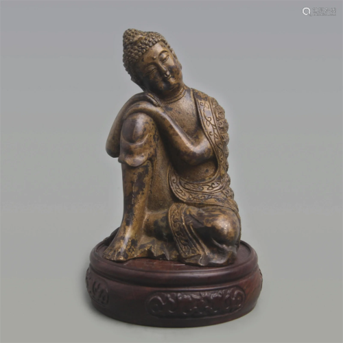 A FINE GILT BRONZE SLEEPING BUDDHA STATUE