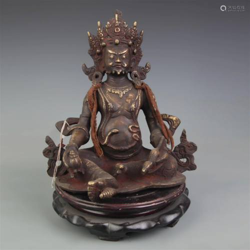 A FINE TIBETAN BUDDHISM GOD OF WEALTH STATUE