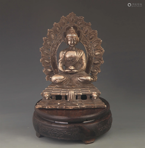 RARE SILVER PLATED BRONZE TATHAGATA STATUE