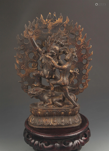 RARE TIBETAN BUDDHISM YAMANTAKA STATUE