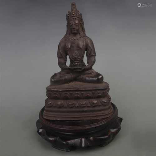 A FINE BRONZE LONGEVITY BUDDHA STATUE