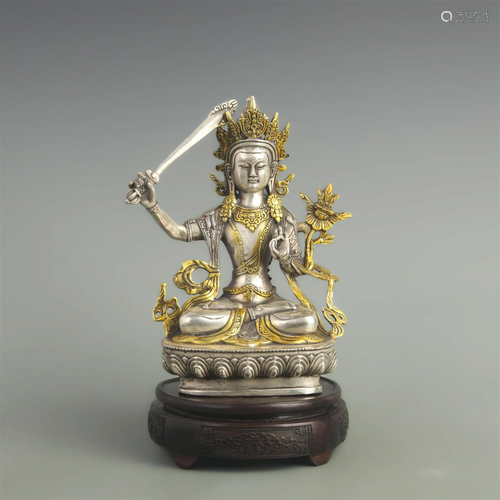 A FINE SPRINKLE GOLD MANJUSRI BUDDHA STATUE