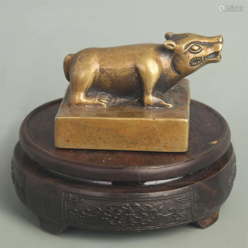 A FINE BRONZE ANIMAL FIGURE SEAL