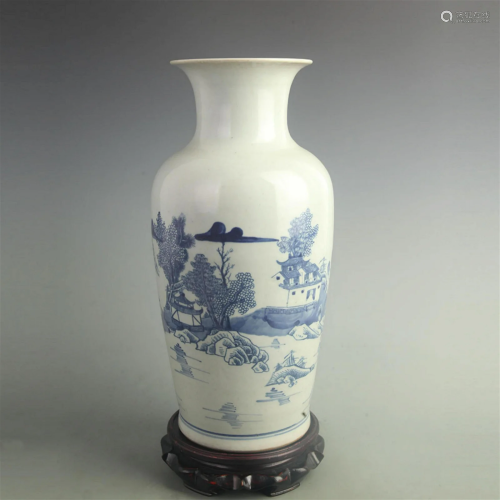 BLUE AND WHITE LANDSCAPING PATTERN VASE