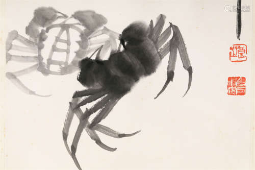 齐良芷（2008年作） 群蟹图 水墨纸本 立轴