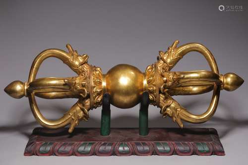 Qing Dynasty, bronze gilt super vajra pestle