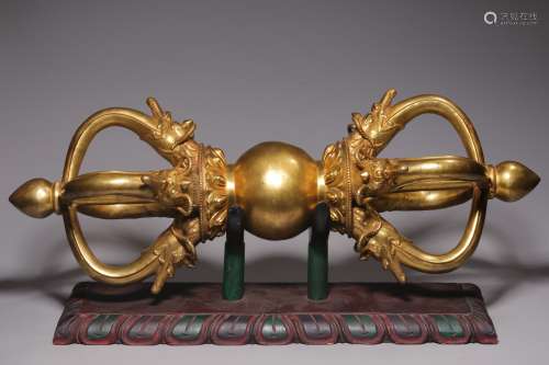 Qing Dynasty, bronze gilt super vajra pestle