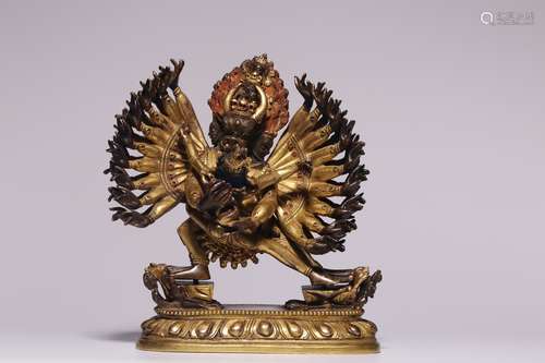 Qing Dynasty, bronze gilt Dawei Diamond statue