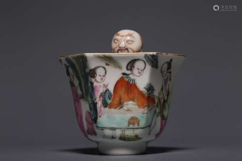 Qing Dynasty, pastel ladies picture justice cup