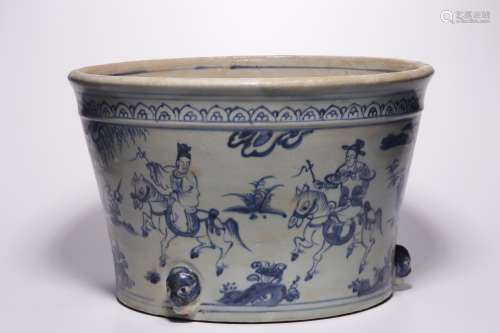 Yuan Dynasty, blue and white figure story picture big incens...