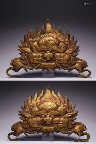Qing Dynasty, bronze gilt support baza hanging screen