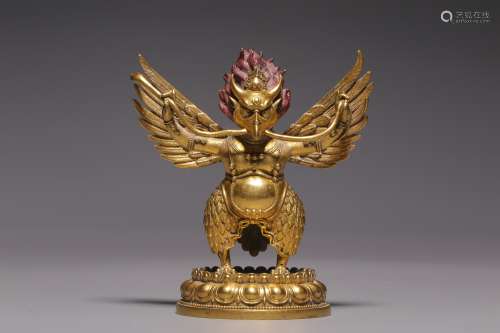 Qing Dynasty, bronze gilt Dapeng Ming King