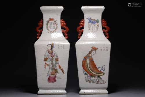 Qing Dynasty, pastel figure figure without double spectrum s...