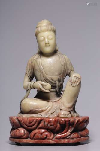 Sitting Statue of Shoughan Guanyin (with stone base of Shous...