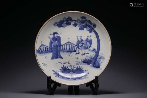 Qing Dynasty, blue and white tianguan blessing picture appre...