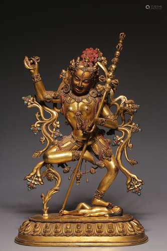 Bronze gilt dakini statue in qing Dynasty