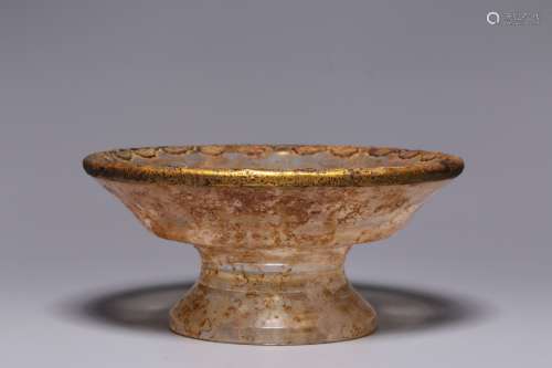 Crystal gold plated high foot plate from qing Dynasty