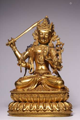 In Ming Dynasty, the sitting statue of Manjusri bodhisattva ...
