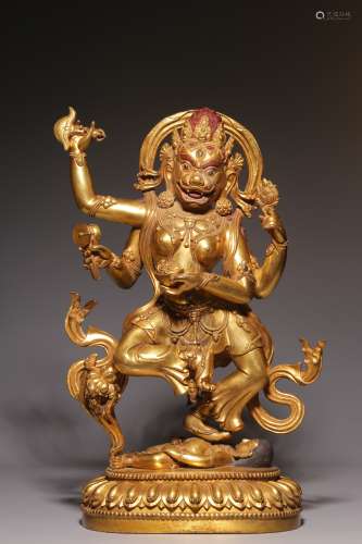 Qing Dynasty, bronze gilt vajra yoga mother statue
