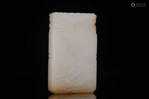 Qing Dynasty hetian white jade peace hang out