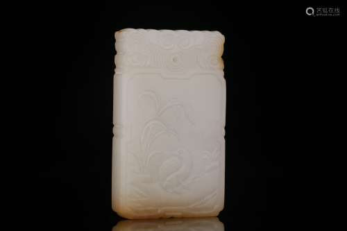 Qing Dynasty hetian white jade peace hang out