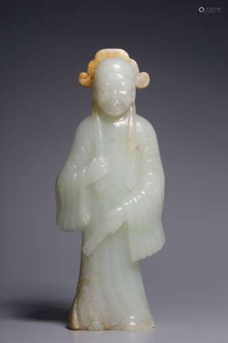 White jade civil figure in Hetian, Qing Dynasty